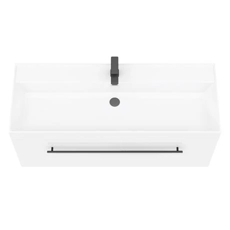 Valencia 1200 Gloss White Minimalist Wall Hung Vanity Unit with Matt Black Handle 3 Valencia 1200 Gloss White Minimalist Wall Hung Vanity Unit with Matt Black Handle - Image 3