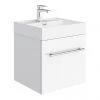 Valencia 450 Gloss White Minimalist Wall Hung Vanity Unit with Chrome Handle