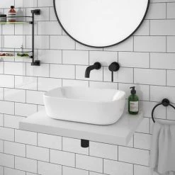 Venice Floating Basin Shelf (Gloss White - 600mm Wide) 9 Venice Floating Basin Shelf (Gloss White - 600mm Wide) -White Bathroom Furniture Shop V6GWSLF d4 460