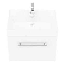 Valencia 600 Gloss White Minimalist Wall Hung Vanity Unit with Chrome Handle -White Bathroom Furniture Shop V6WWHCH d4 460