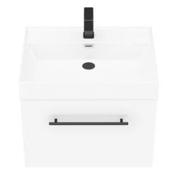 Valencia 600 Gloss White Minimalist Wall Hung Vanity Unit with Matt Black Handle 10 Valencia 600 Gloss White Minimalist Wall Hung Vanity Unit with Matt Black Handle -White Bathroom Furniture Shop V6WWHMB d4 460