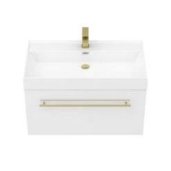 Valencia 800 Gloss White Minimalist Wall Hung Vanity Unit with Brass Handle 5 Valencia 800 Gloss White Minimalist Wall Hung Vanity Unit with Brass Handle -White Bathroom Furniture Shop V8WWHBB d1 460