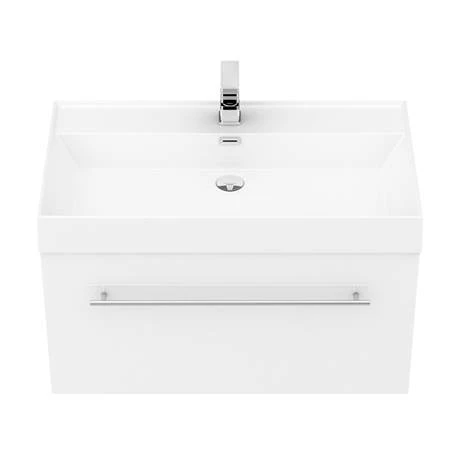 Valencia 800 Gloss White Minimalist Wall Hung Vanity Unit with Chrome Handle 3 Valencia 800 Gloss White Minimalist Wall Hung Vanity Unit with Chrome Handle - Image 3