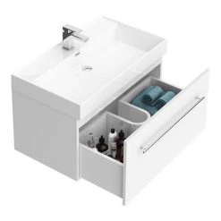 Valencia 800 Gloss White Minimalist Wall Hung Vanity Unit with Chrome Handle 9 Valencia 800 Gloss White Minimalist Wall Hung Vanity Unit with Chrome Handle -White Bathroom Furniture Shop V8WWHCH d3 460