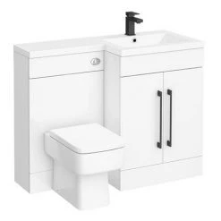 Valencia Bathroom Combination Suite Unit - 1100mm Basin w. Black Handles and Square Toilet 11 Valencia Bathroom Combination Suite Unit - 1100mm Basin w. Black Handles and Square Toilet -White Bathroom Furniture Shop VAL1100S BLK d5 460