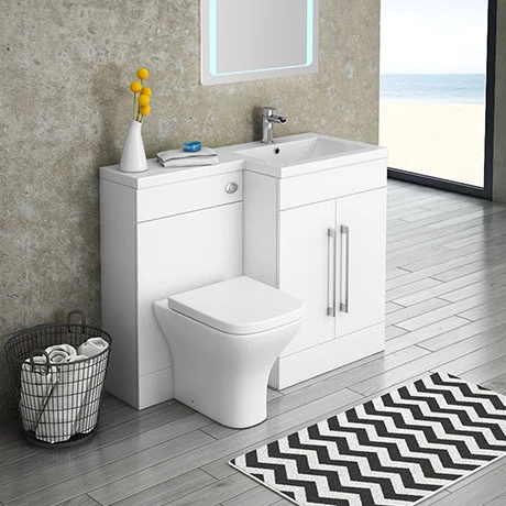 Valencia 1100mm Combination Bathroom Suite Unit with Basin + Modern Toilet 1 Valencia 1100mm Combination Bathroom Suite Unit with Basin + Modern Toilet