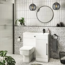 Valencia Bathroom Combination Suite Unit - 900mm Basin w. Black Handle and Square Toilet
