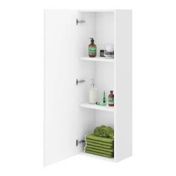 Venice Abstract Wall Hung Tall Storage Cabinet - White - with Chrome Square Drop Handle 9 Venice Abstract Wall Hung Tall Storage Cabinet - White - with Chrome Square Drop Handle -White Bathroom Furniture Shop VAWHCBWHI d4 460