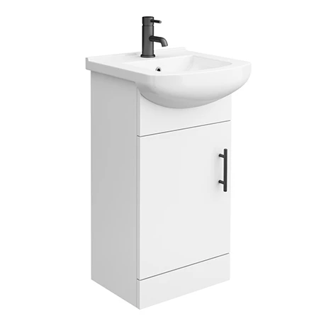 Venice 460 Gloss White Vanity with Matt Black Handle (Unit Depth 300mm) 1 Venice 460 Gloss White Vanity with Matt Black Handle (Unit Depth 300mm)