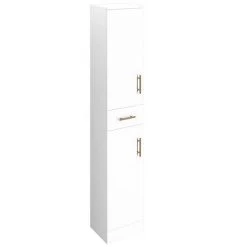 Venice 350x300mm Gloss White Tallboy Unit with Brushed Brass Handles