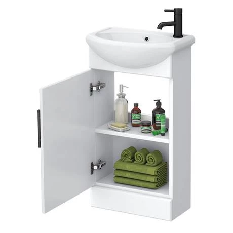Venice Gloss White Vanity Unit Cloakroom Suite w. Matt Black Handle 2 Venice Gloss White Vanity Unit Cloakroom Suite w. Matt Black Handle - Image 2
