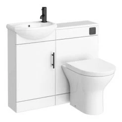 Venice Gloss White Vanity Unit Cloakroom Suite w. Matt Black Handle 11 Venice Gloss White Vanity Unit Cloakroom Suite w. Matt Black Handle -White Bathroom Furniture Shop VEN1MB d6 460