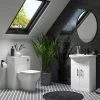 Venice 560mm Gloss White Vanity Unit with Matt Black Handles + Toilet Package