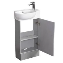 Valencia Perla Floor Standing Cloakroom Vanity (Gloss Grey - 450mm Wide) 7 Valencia Perla Floor Standing Cloakroom Vanity (Gloss Grey - 450mm Wide) -White Bathroom Furniture Shop VPFSGG45 d2 460 1