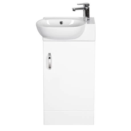 Valencia Perla Floor Standing Cloakroom Vanity (Gloss White - 450mm Wide) 2 Valencia Perla Floor Standing Cloakroom Vanity (Gloss White - 450mm Wide) - Image 2