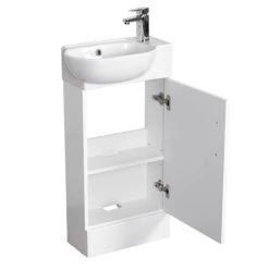 Valencia Perla Floor Standing Cloakroom Vanity (Gloss White - 450mm Wide) 7 Valencia Perla Floor Standing Cloakroom Vanity (Gloss White - 450mm Wide) -White Bathroom Furniture Shop VPFSGW45 d2 460
