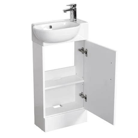 Valencia Perla Floor Standing Cloakroom Vanity (Gloss White - 450mm Wide) 3 Valencia Perla Floor Standing Cloakroom Vanity (Gloss White - 450mm Wide) - Image 3