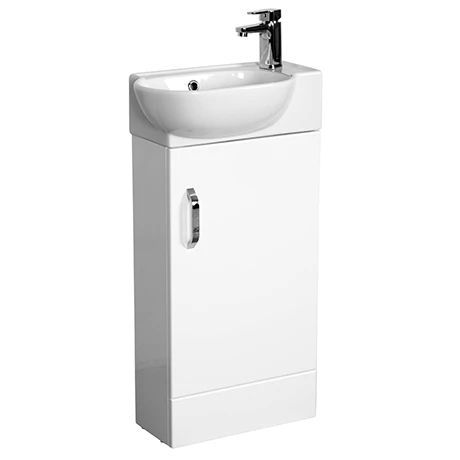 Valencia Perla Floor Standing Cloakroom Vanity (Gloss White - 450mm Wide) 1 Valencia Perla Floor Standing Cloakroom Vanity (Gloss White - 450mm Wide)