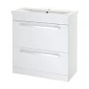 Nuie - 800 x 400mm Floor Standing Mid Edge Basin & Cabinet - Gloss White - VTFE800