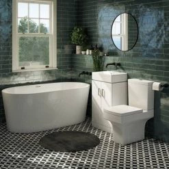 Nova Vanity 0TH Sink With Cabinet - 450mm Modern High Gloss White (Flat Packed) -White Bathroom Furniture Shop VTFW450 0TH d3 460