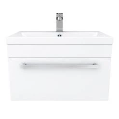 Nuie 600 x 400mm Wall Mounted Mid Edge Basin & Cabinet - Gloss White - VTWE600 -White Bathroom Furniture Shop VTWE600 D4 460