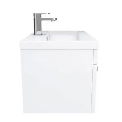 Nuie 600 x 400mm Wall Mounted Mid Edge Basin & Cabinet - Gloss White - VTWE600 -White Bathroom Furniture Shop VTWE600 D5 460