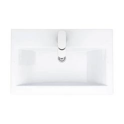 Nuie 600 x 400mm Wall Mounted Mid Edge Basin & Cabinet - Gloss White - VTWE600 -White Bathroom Furniture Shop VTWE600 D6 460