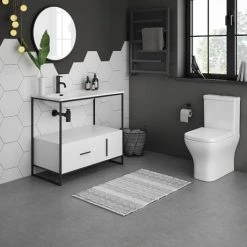 Venice 900 Black Frame Basin Washstand incl. Solid Stone Basin 8 Venice 900 Black Frame Basin Washstand incl. Solid Stone Basin -White Bathroom Furniture Shop VWS9 d2 460