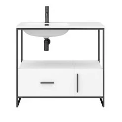 Venice 900 Black Frame Basin Washstand incl. Solid Stone Basin 9 Venice 900 Black Frame Basin Washstand incl. Solid Stone Basin -White Bathroom Furniture Shop VWS9 d4 460