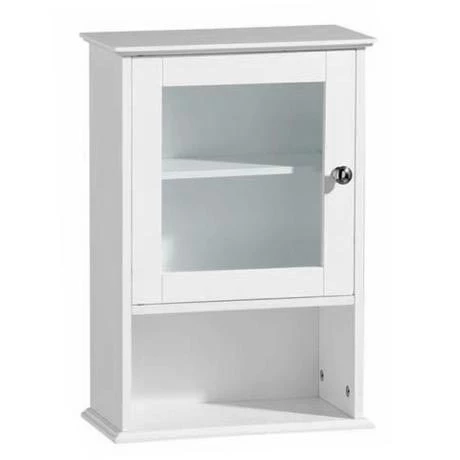 White Wood Wall Cabinet with Single Glass Door - 2402057 1 White Wood Wall Cabinet with Single Glass Door - 2402057
